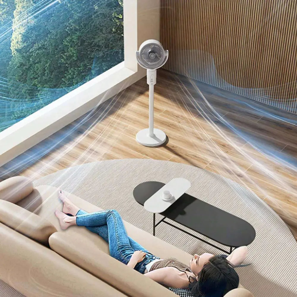 F1 Remote Control Operated Air Circulation Fan 10W Adjustable Height Type-C Rechargeable
