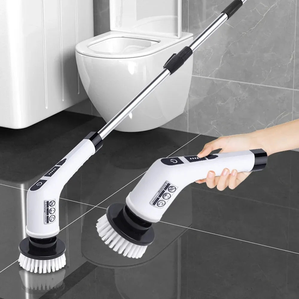 9-in-1 Cordless Electric Spin Scrubber with Replaceable Brush Head Power Rotating 25W