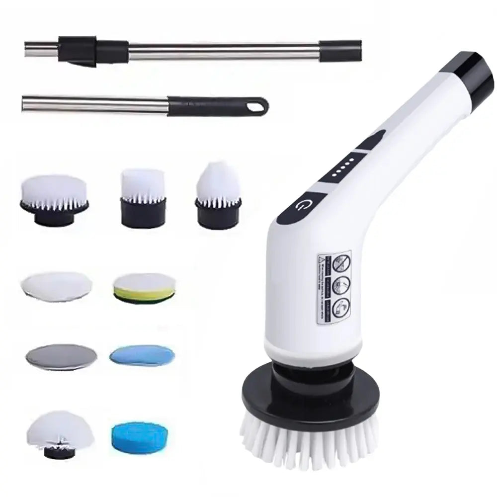 9-in-1 Cordless Electric Spin Scrubber with Replaceable Brush Head Power Rotating 25W