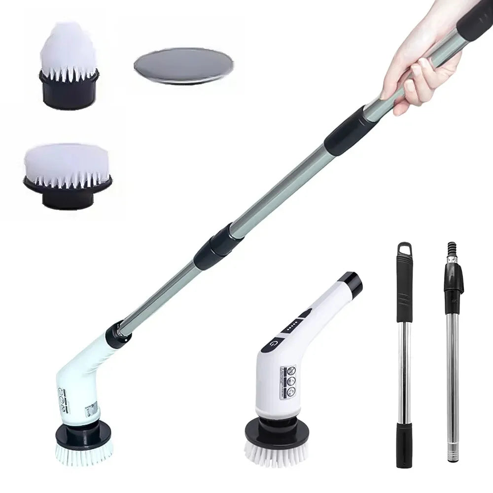 9-in-1 Cordless Electric Spin Scrubber with Replaceable Brush Head Power Rotating 25W