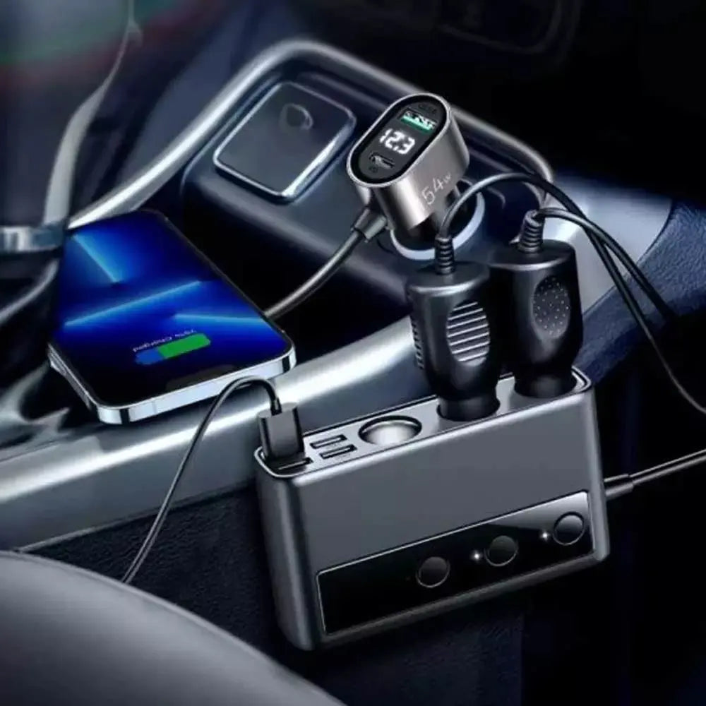 Joyroom JR-CL06 Multi-Port Car Cigarette Lighter with 3 Cigarette Lighter Ports, 5 USB Ports & 1 Type-C Port