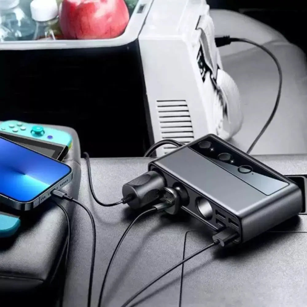 Joyroom JR-CL06 Multi-Port Car Cigarette Lighter with 3 Cigarette Lighter Ports, 5 USB Ports & 1 Type-C Port