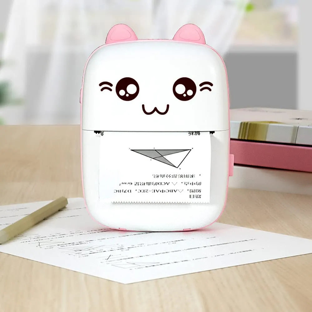 Portable Mini Printer Inkless Thermal Printing Bluetooth & USB Connectivity - Pink