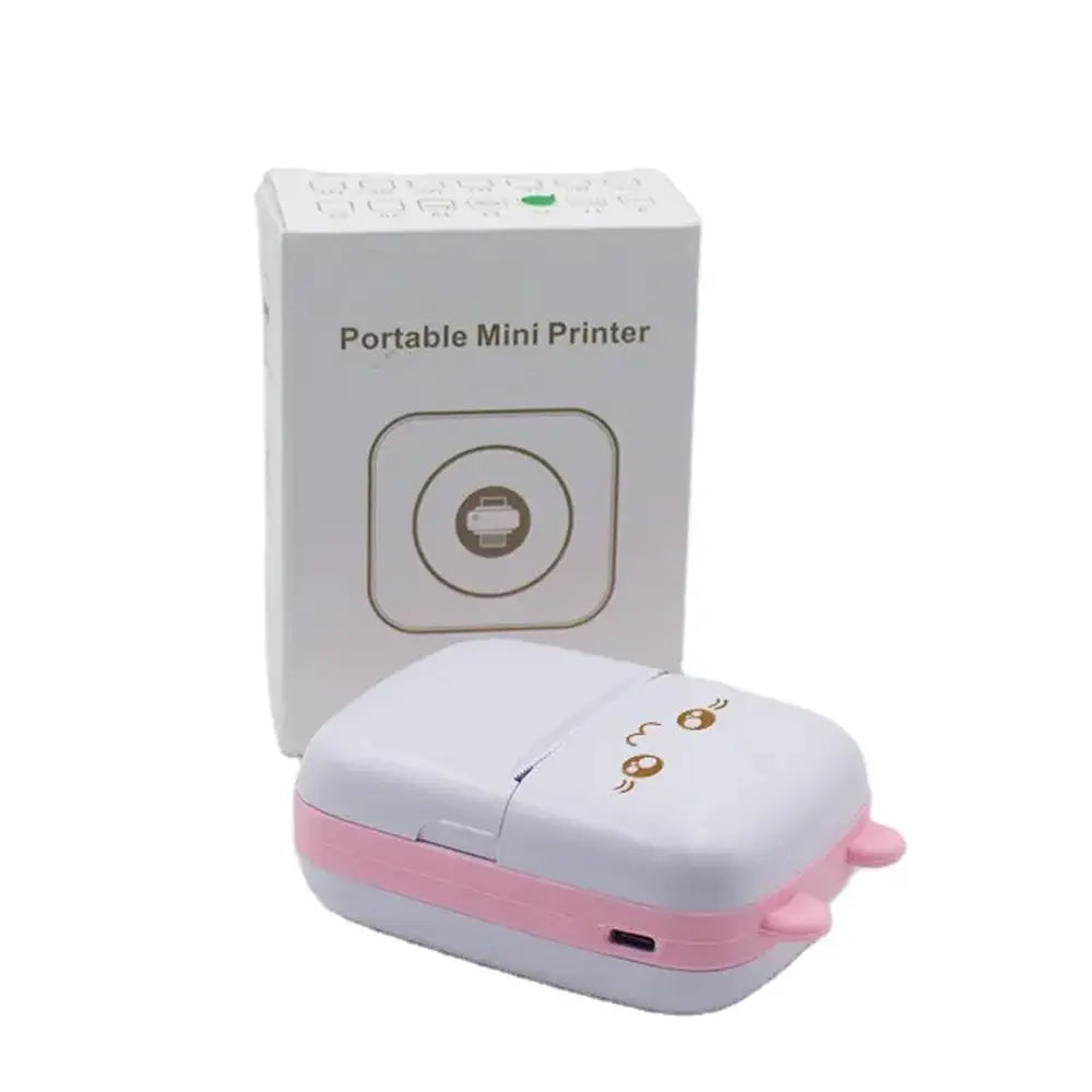 Portable Mini Printer Inkless Thermal Printing Bluetooth & USB Connectivity - Pink