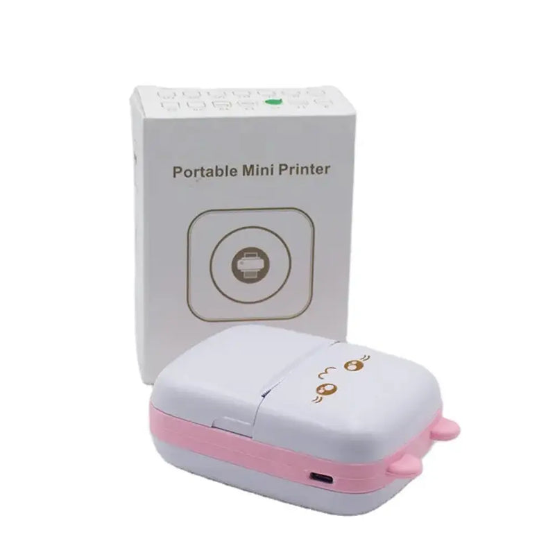 Portable Mini Printer Inkless Thermal Printing Bluetooth & USB Connectivity - Pink