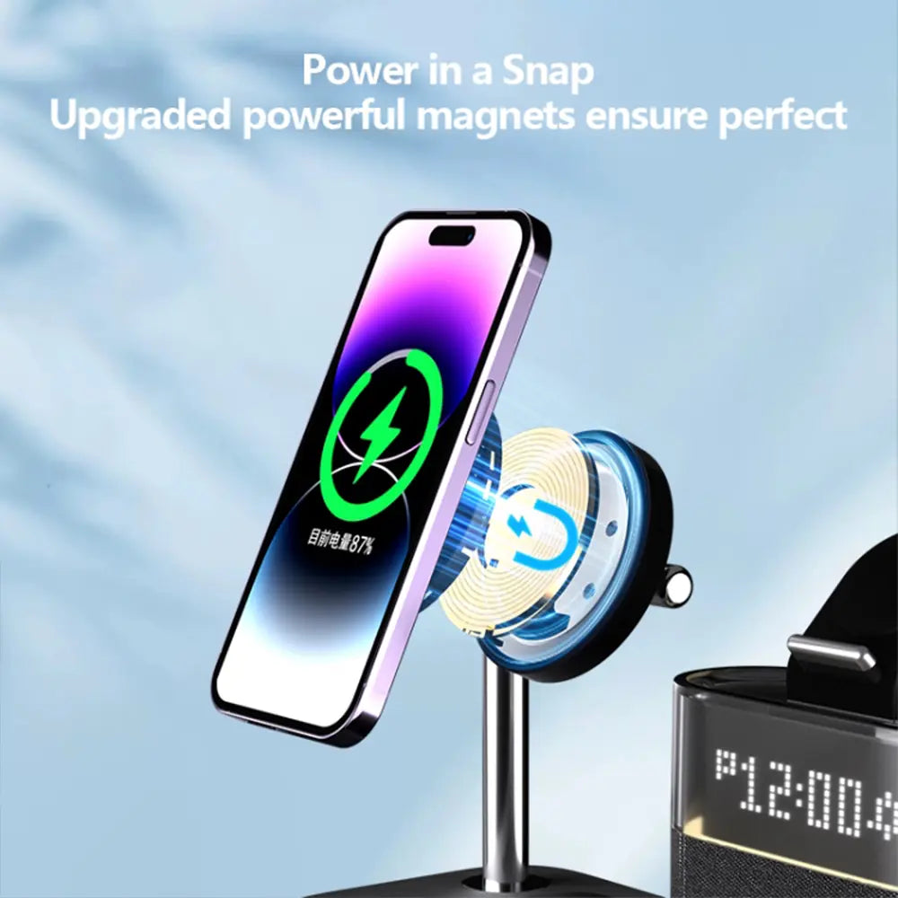 C09 5-in-1 Multifunctional Wireless Charging Station with Clock 15W