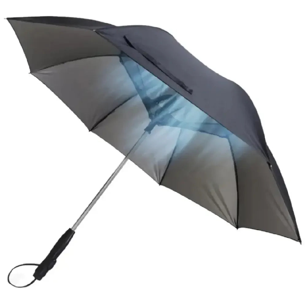 Sun Umbrella with Cooling Fan USB Rechargeable UPF 50+ Protection for Sun & Rain