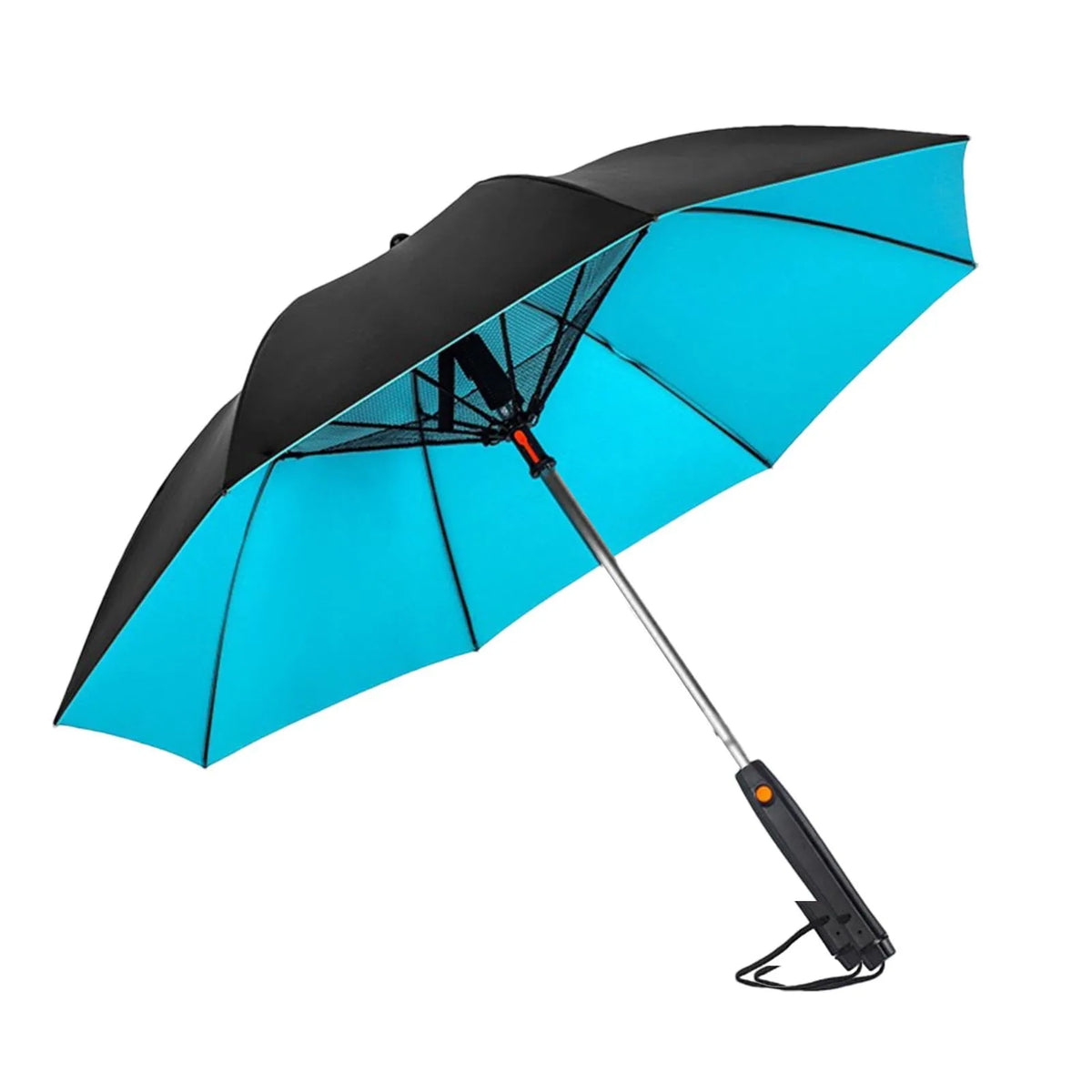 Electric Cooling Fan Umbrella With Water Spray With UV Protection– Blue
