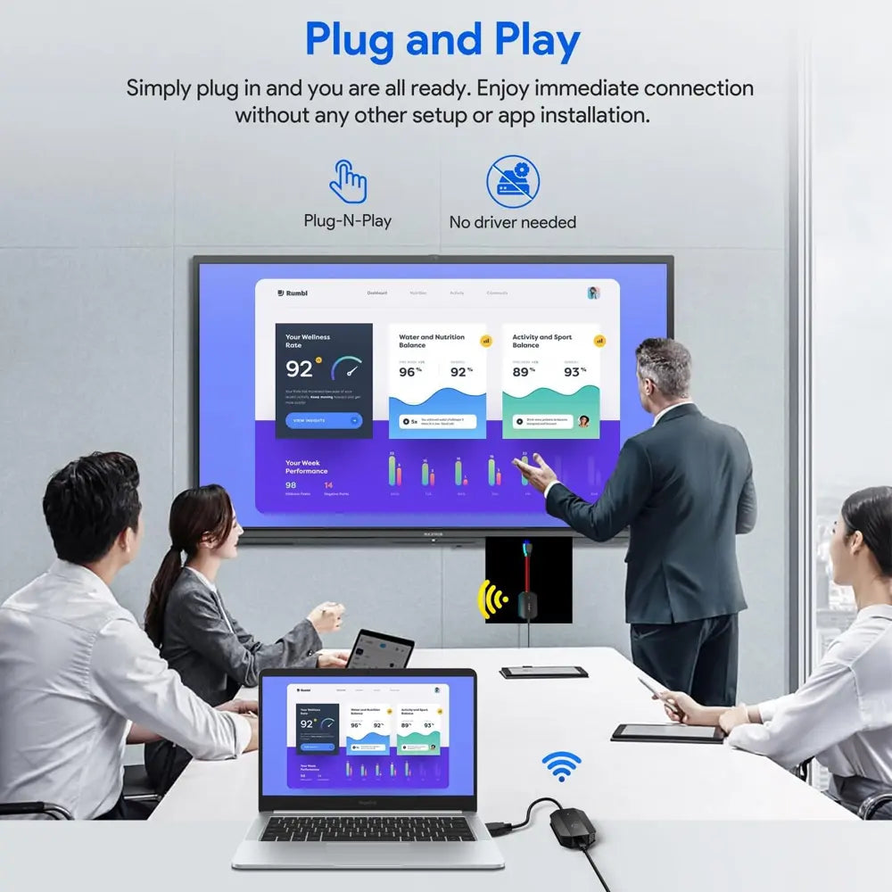Powerology Wireless HDMI Type-C Adapter Audio & Video-Black