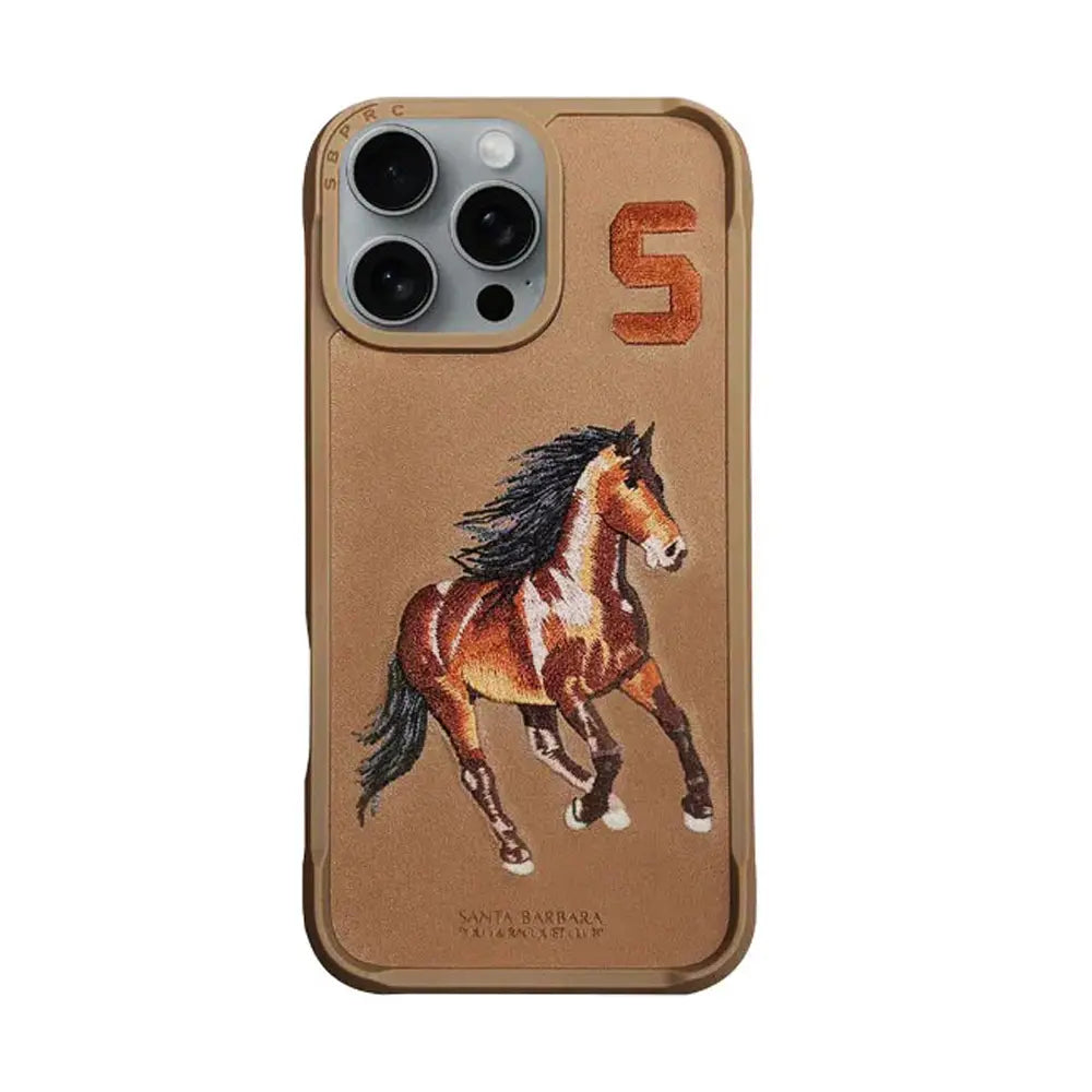 Santa Barbara Boris Series Horse Leather Case for Apple iPhone 16 Pro Max -Brown