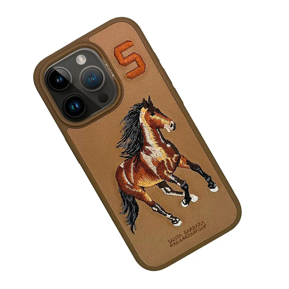 Santa Barbara Boris Series Horse Leather Case for Apple iPhone 16 Pro Max -Brown