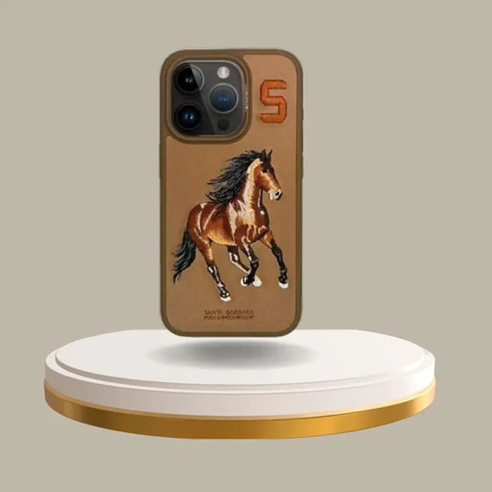 Santa Barbara Boris Series Horse Leather Case for Apple iPhone 16 Pro Max -Brown