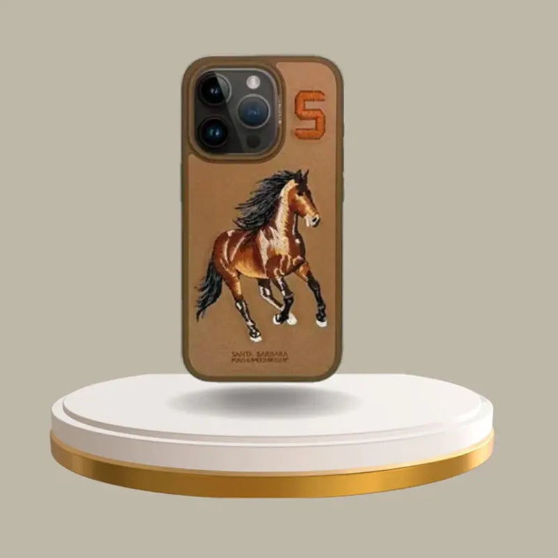 Santa Barbara Boris Series Horse Leather Case for Apple iPhone 16 Pro Max -Brown