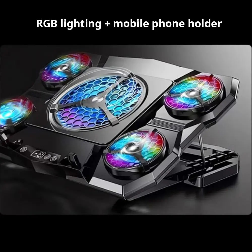 Coteetci Laptop Gaming Cooler Semiconductor Pad With RGB Lighting & Phone Holder