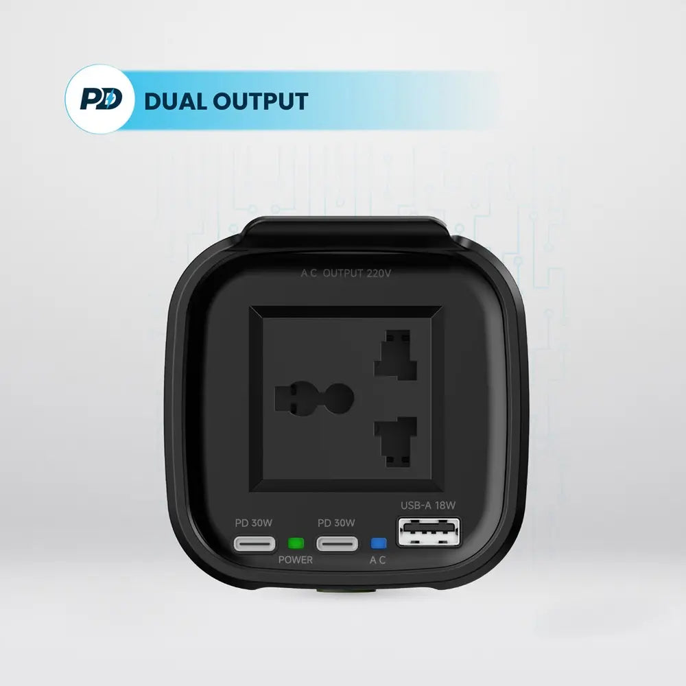 Powerology Cup Holder Power Inverter 150W 12V USB-A Rechargeable