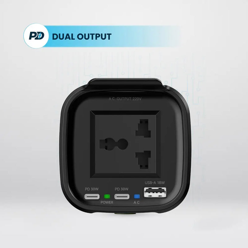 Powerology Cup Holder Power Inverter 150W 12V USB-A Rechargeable