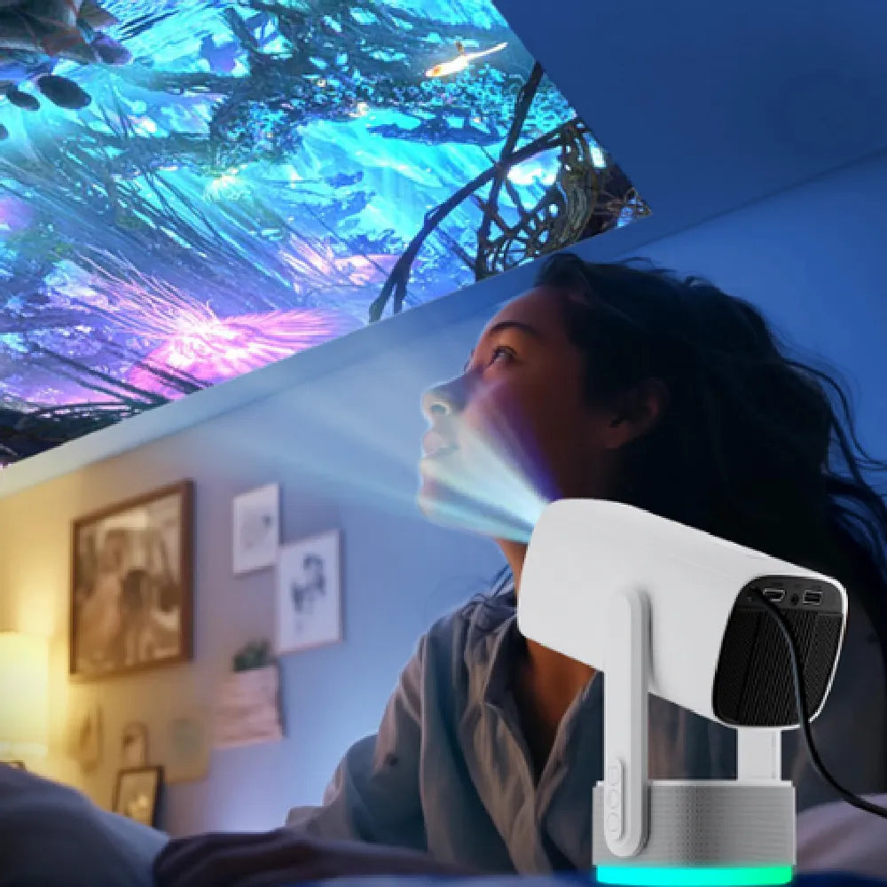 Pan Tilt Lamp Rechargeable Projector With 10W Speaker 4K 5GHz WiFi