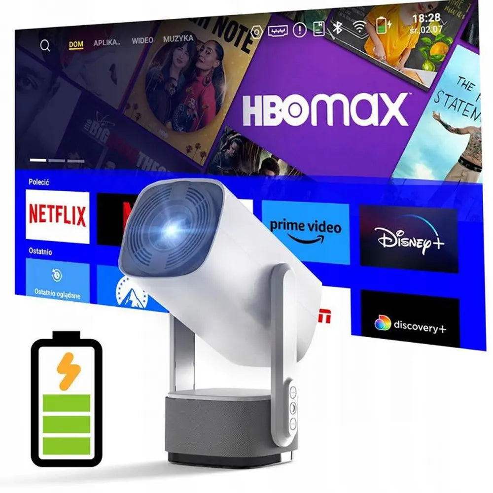Pan Tilt Lamp Rechargeable Projector With 10W Speaker 4K 5GHz WiFi