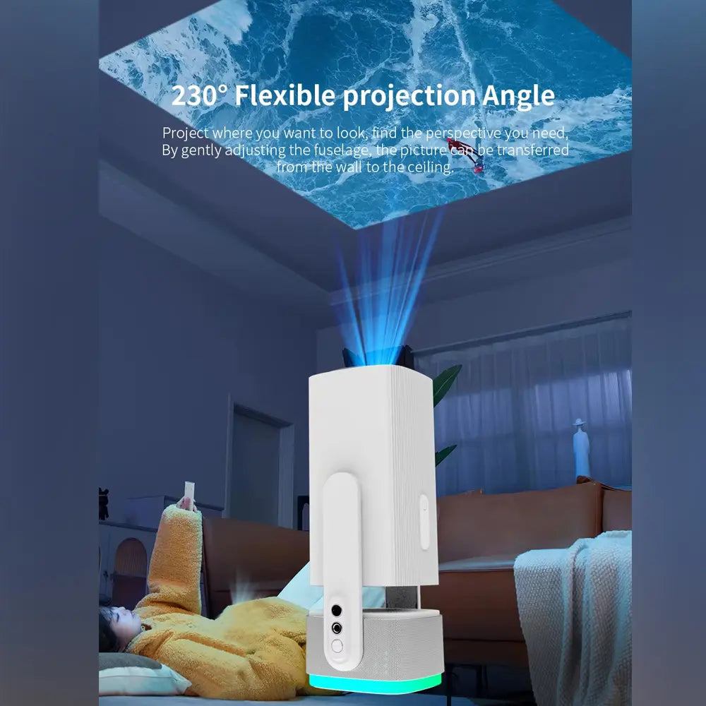 Pan Tilt Lamp Rechargeable Projector With 10W Speaker 4K 5GHz WiFi