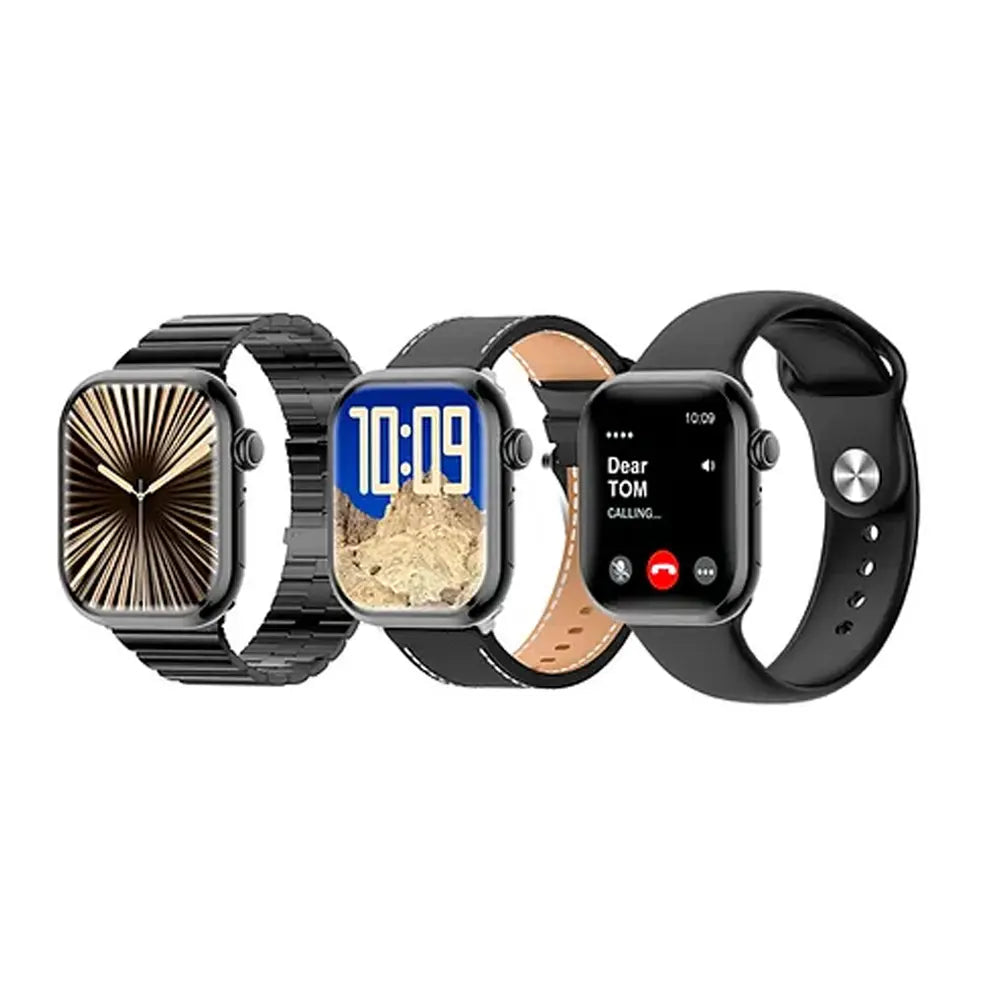 Haino Teko Smart watch SQ-12 Series 10 with 3 Pairs Strap- Jet Black