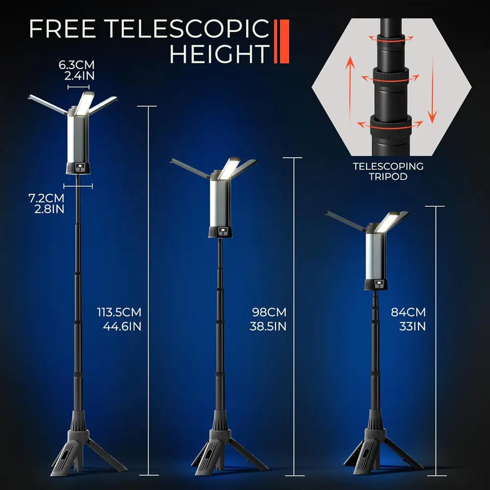 Super Bright Work Light with Stand P50 3-LED Head Type-C Rechargeable-7