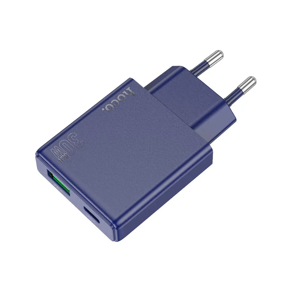 Hoco N45 Dual Port Wall Charger with Usb-c Cable - Titanium blue