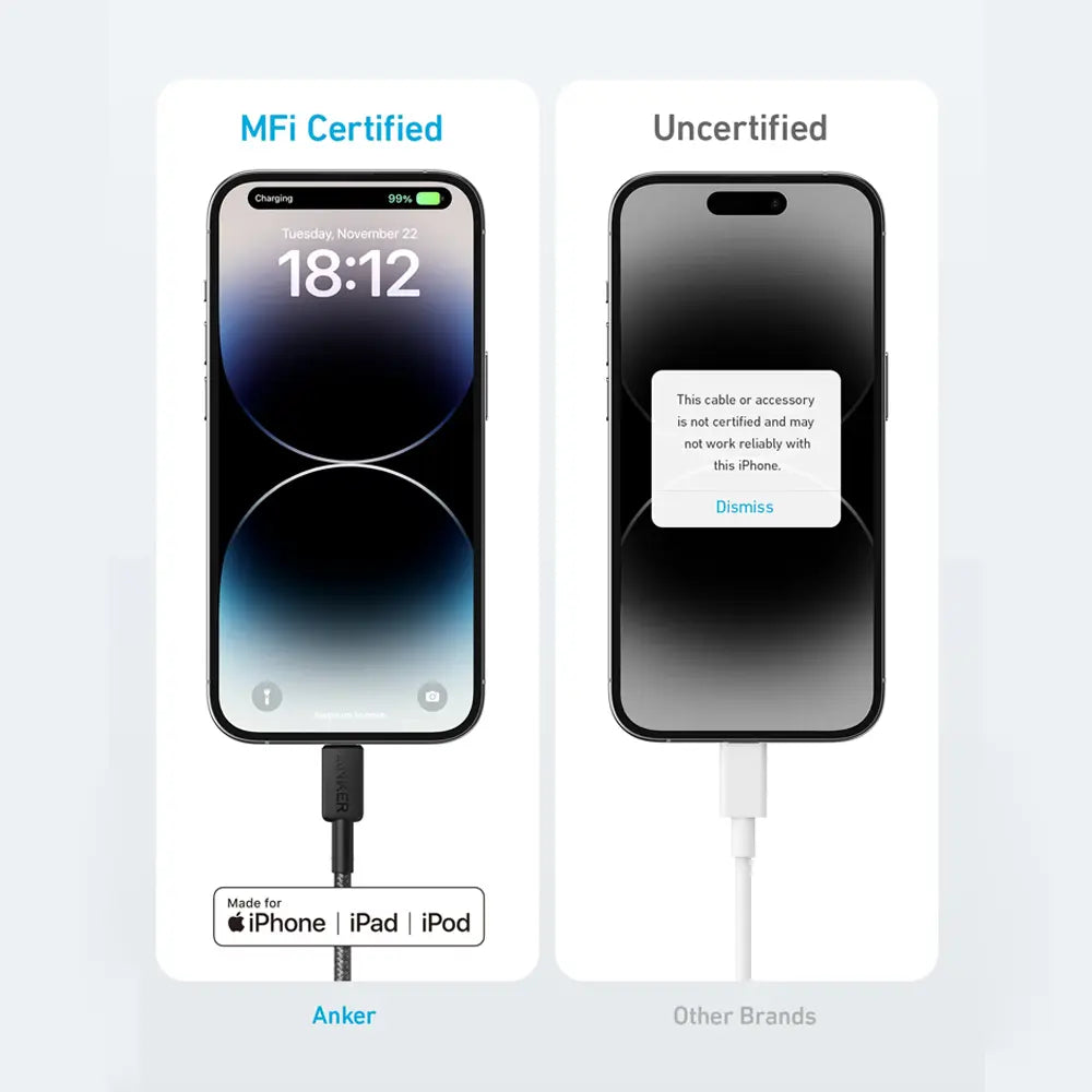 Anker 322 USB-C to Lightning Cable Braided 6ft (1.8M) – Black