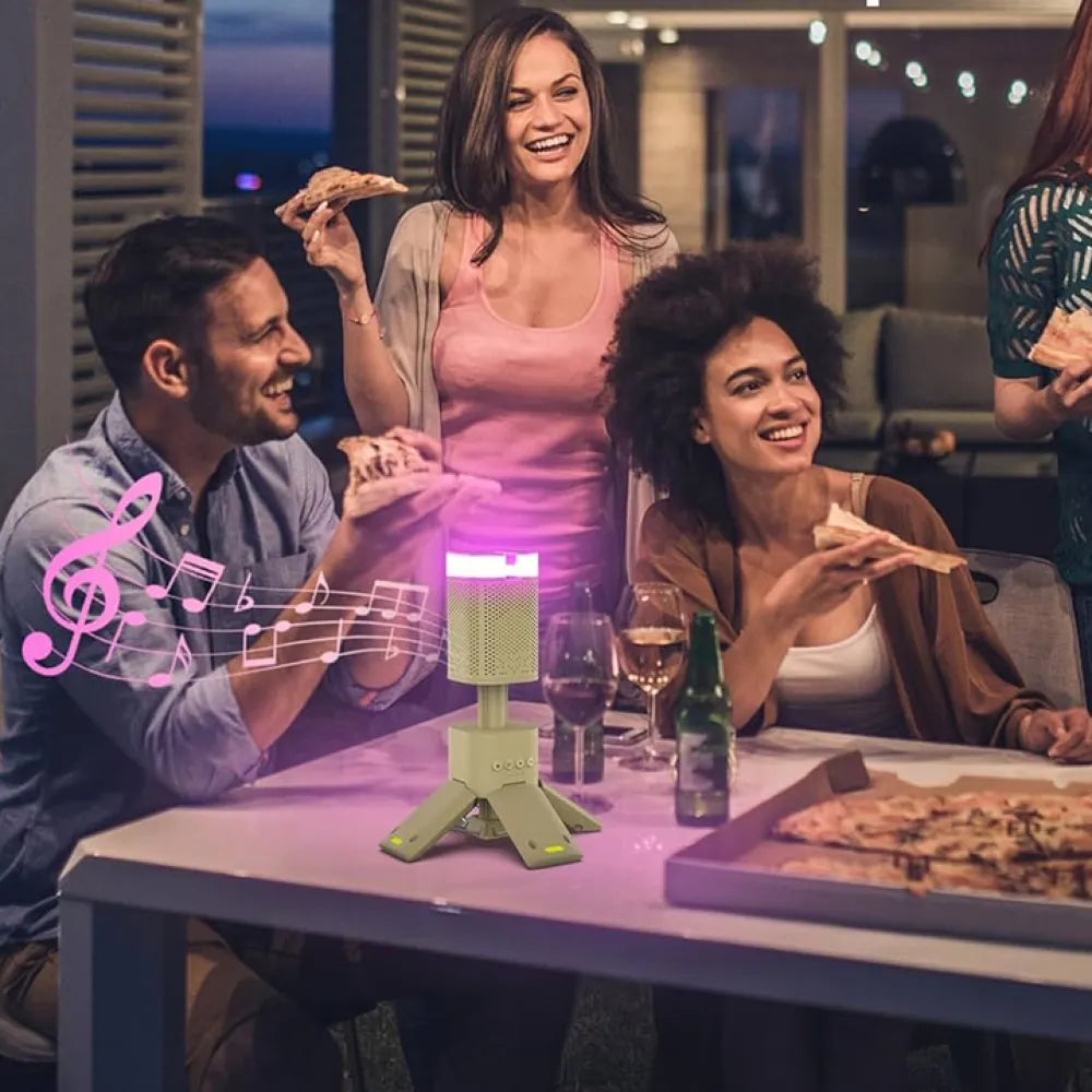 Outdoor Camping Bluetooth Speaker Light with Tripod Stand-Armour with 1400mAh Battery - Yellow