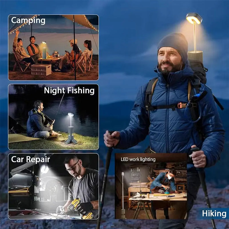 Outdoor Camping Bluetooth Speaker Light with Tripod Stand-Armour with 1400mAh Battery - Yellow