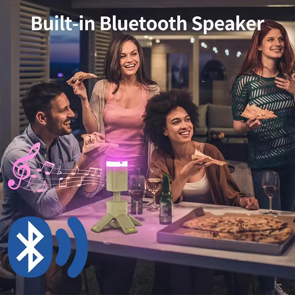 Outdoor Camping Bluetooth Speaker Light with Tripod Stand-Armour with 1400mAh Battery - Yellow