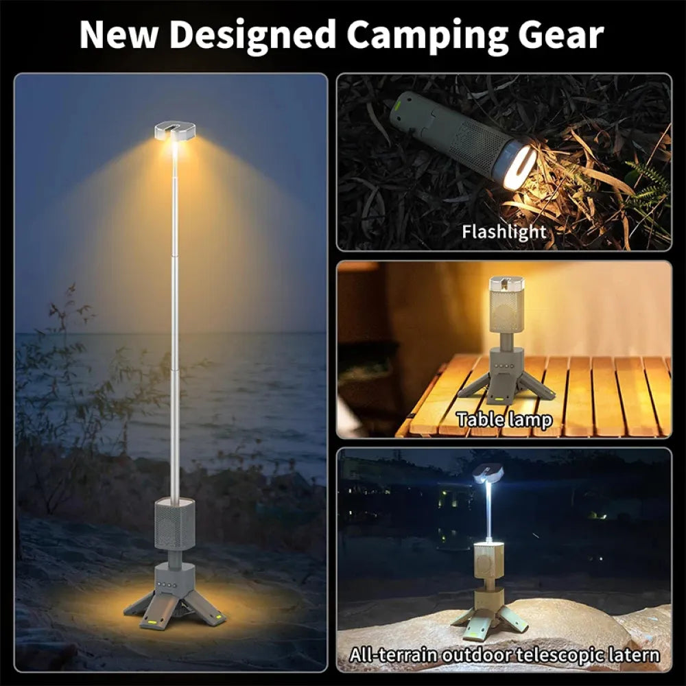 Outdoor Camping Bluetooth Speaker Light with Tripod Stand-Armour with 1400mAh Battery - Yellow