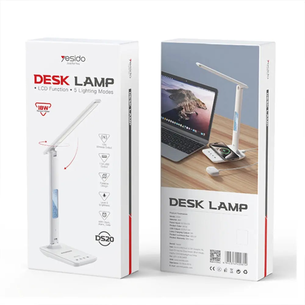 Yesido Foldable Desk Lamp With LCD Function, 10W Wireless Charging -DS20