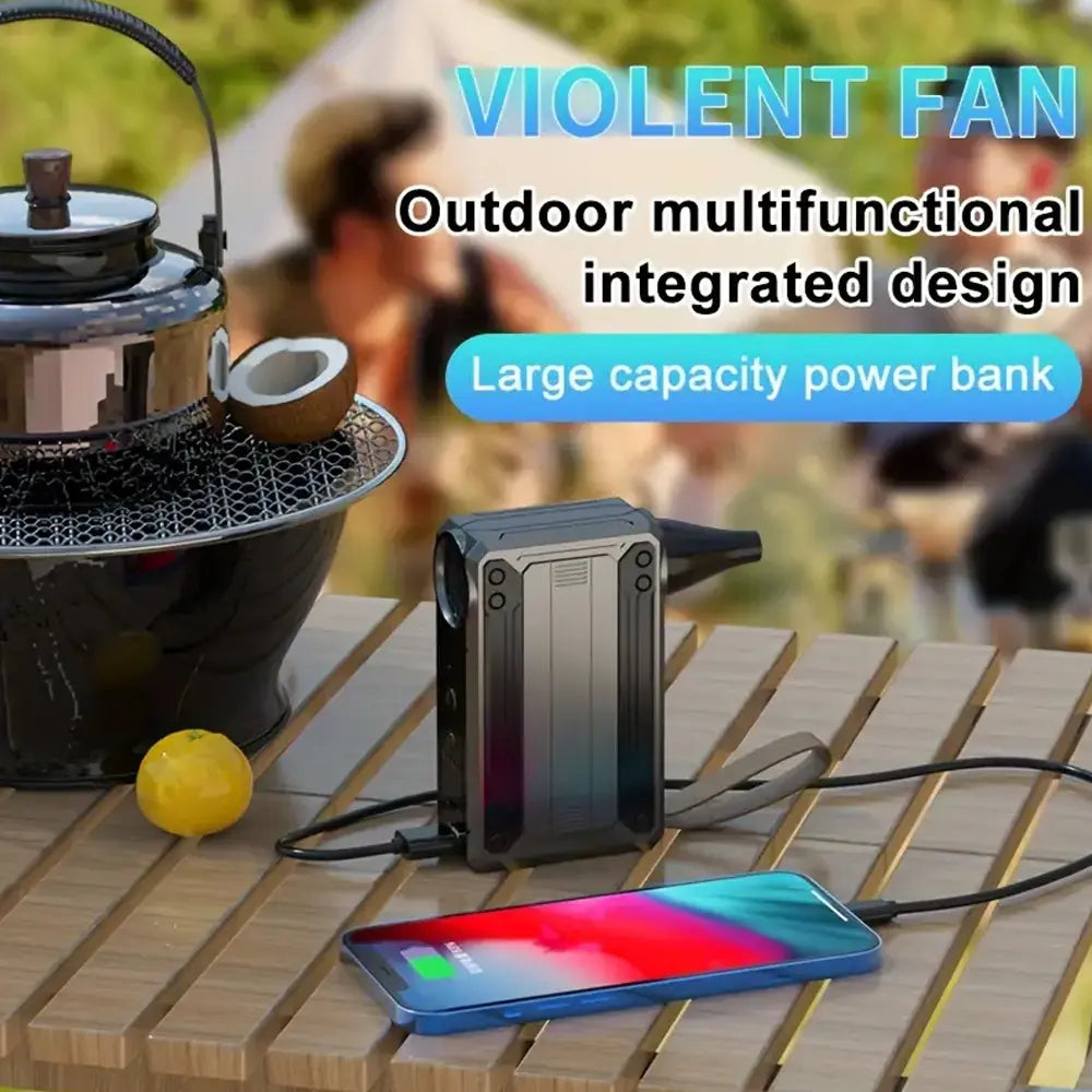 Portable Rechargeable Multi-Function Turbofan with LED Light 5400mAh Battery
