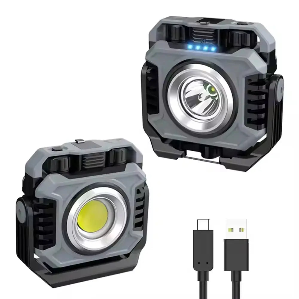 Multifunctional Flashlight With COB + TG3 Technology Type-C Rechargeable - Grey Black