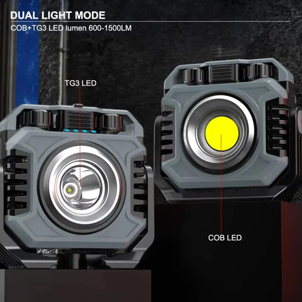 Multifunctional Flashlight With COB + TG3 Technology Type-C Rechargeable - Grey Black