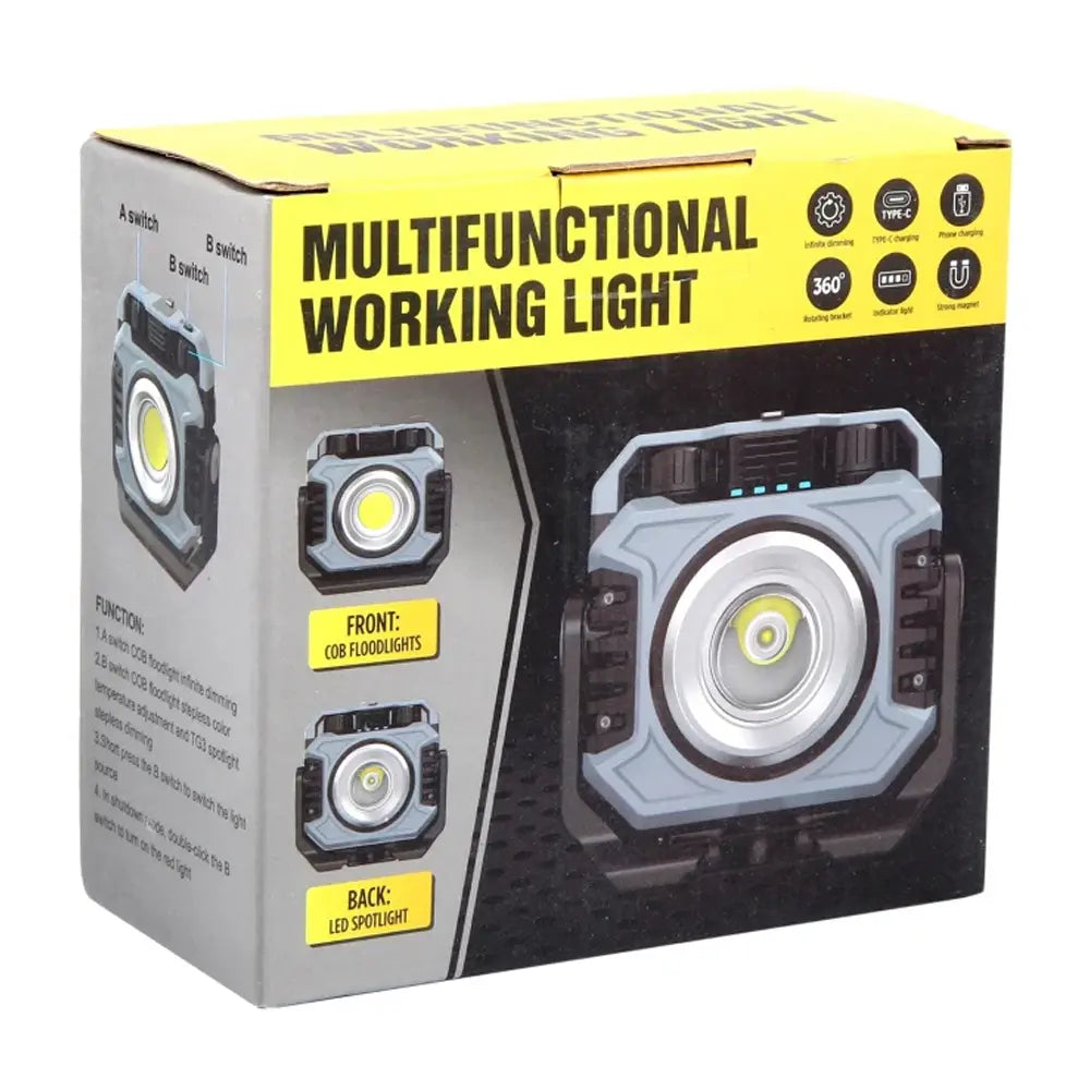 Multifunctional Flashlight With COB + TG3 Technology Type-C Rechargeable - Grey Black