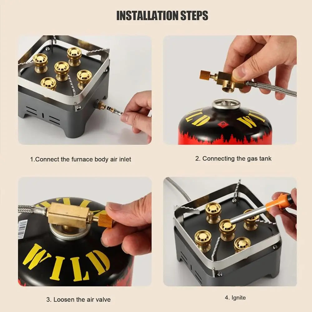Buerk Portable Camping Gas Burner with 5-Core 12000W