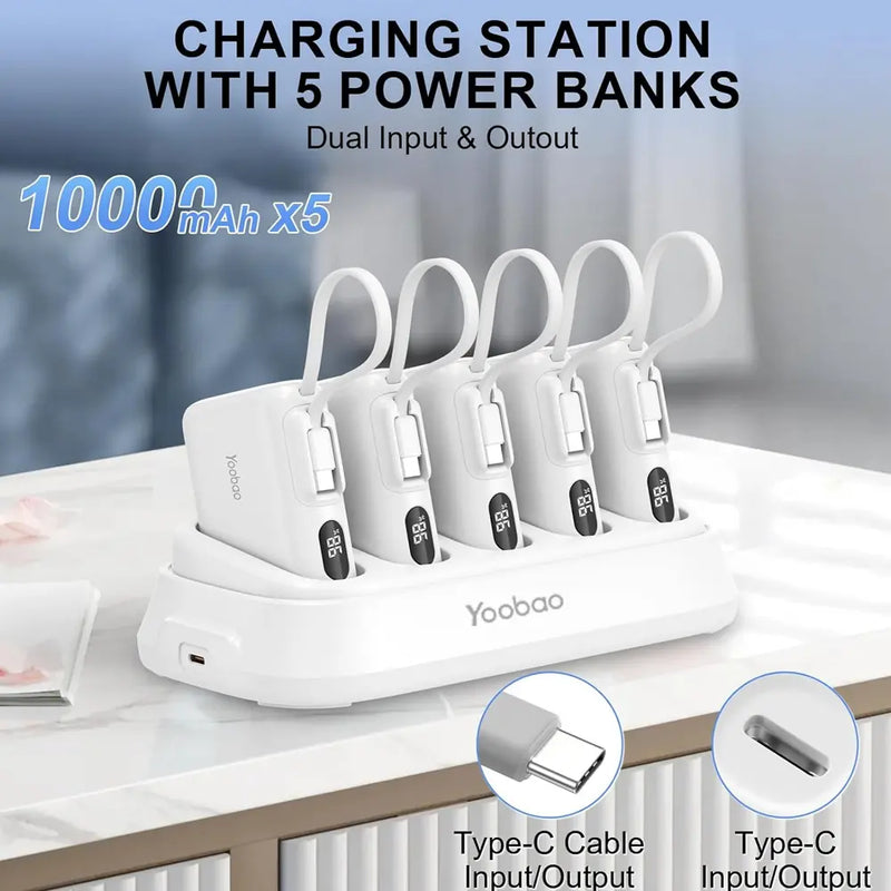 Yoobao 5-in-1 Charger Station With Smart LED Indicators 50000mAh 20W Compatible With USB-C & Standard USB
