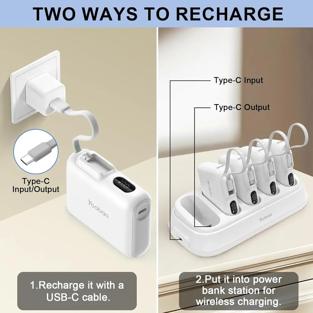 Yoobao 5-in-1 Charger Station With Smart LED Indicators 50000mAh 20W Compatible With USB-C & Standard USB