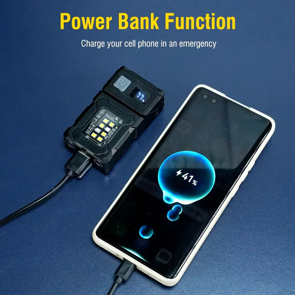 Mini Multi-Function Flashlight 180° Rotatable Head 1200mAh Type-C Rechargeable