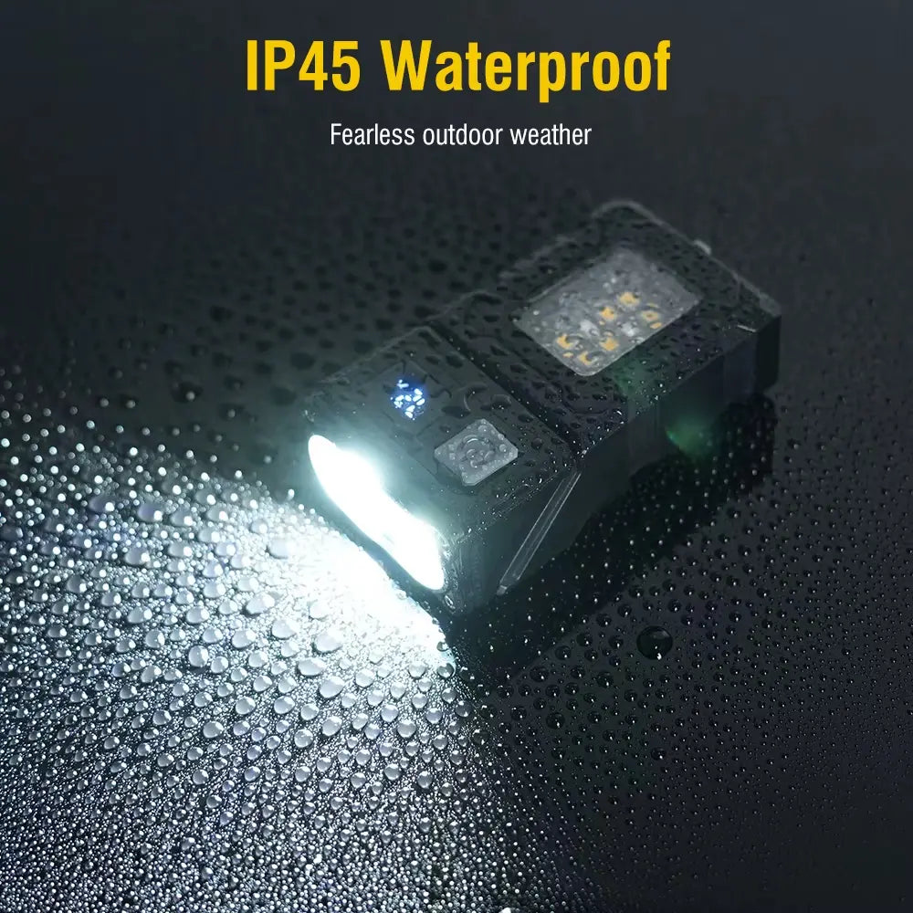 Mini Multi-Function Flashlight 180° Rotatable Head 1200mAh Type-C Rechargeable