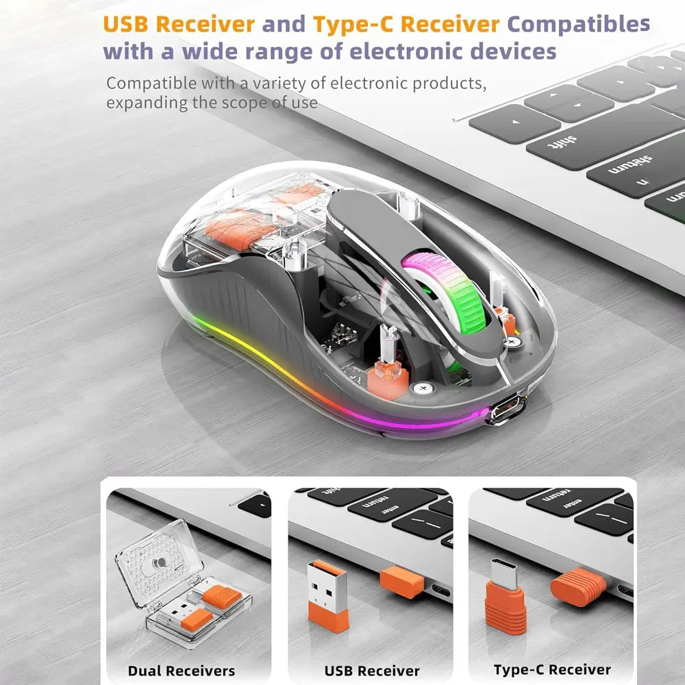 Coteci Dual Receiver Crystal Mouse-Transparent