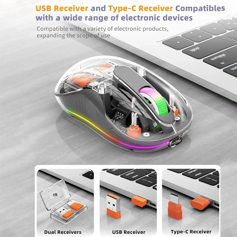 Coteci Dual Receiver Crystal Mouse-Transparent