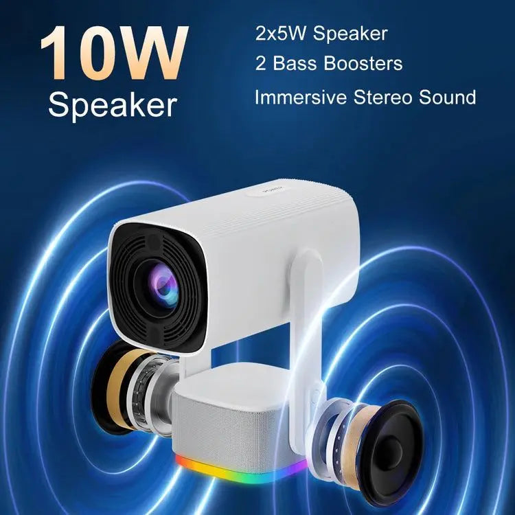 Pan Tilt Lamp Rechargeable Projector With 10W Speaker 4K 5GHz WiFi