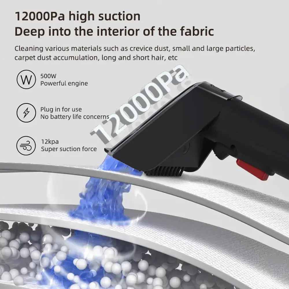 Carpet Cleaner Machine with Dual Water Tanks 12000PA Suction Power 5 Meter Power Cord