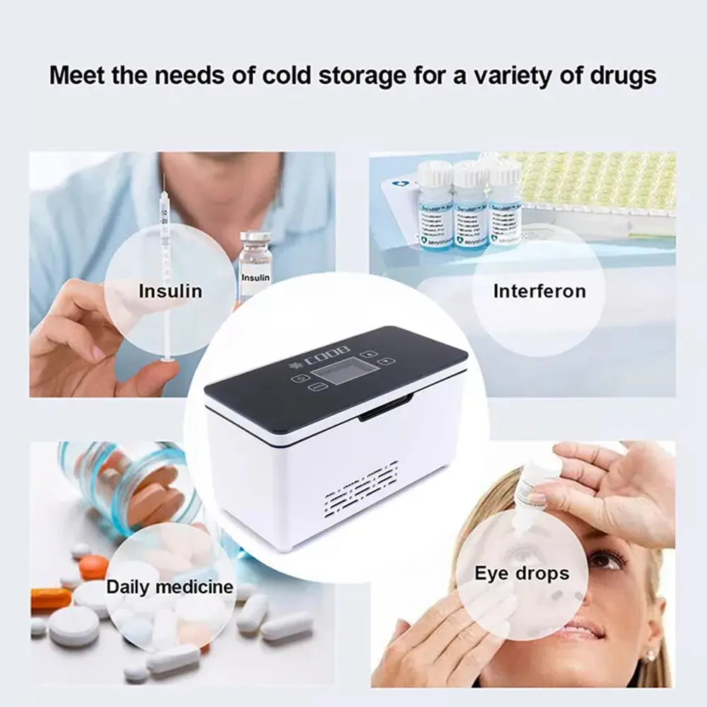 Coob Rechargeable Mini Portable Medical Fridge With LED Display 10600 mAh Battery 4–10H Runtime