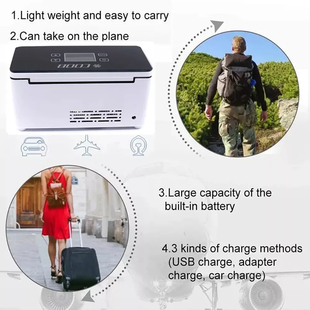 Coob Rechargeable Mini Portable Medical Fridge With LED Display 10600 mAh Battery 4–10H Runtime