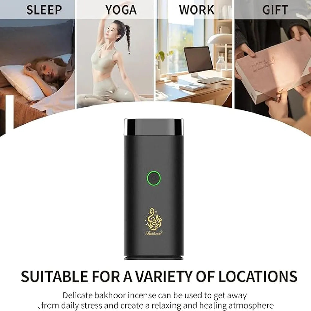 Rechargeable Electric Car Incense Burner Bakhoor Type-C Rechargeable – Black