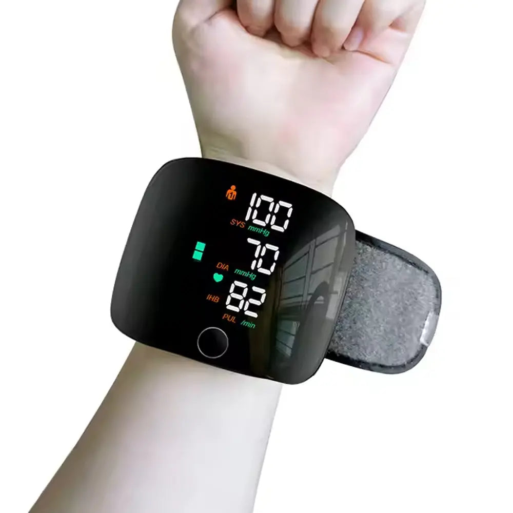 Automatic Digital Wrist Blood Pressure Monitor Touch Screen Voice Broadcast and Dual User Mode USB Rechargeable