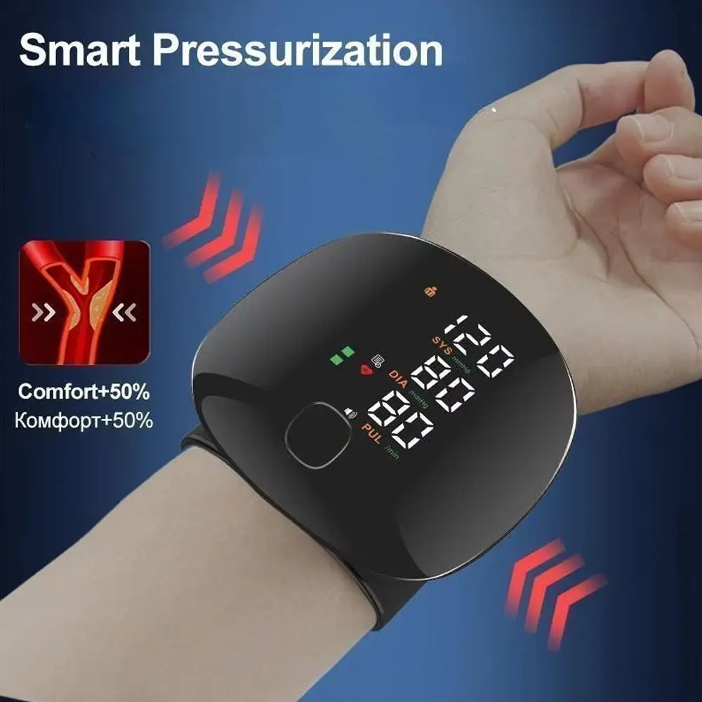 Automatic Digital Wrist Blood Pressure Monitor Touch Screen Voice Broadcast and Dual User Mode USB Rechargeable